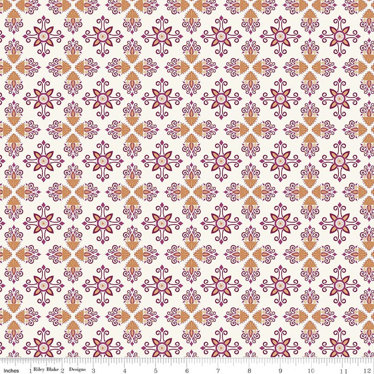 Where The Wild Flowers Are Damask Cream Cotton 43"/44" Fabric Per Yard