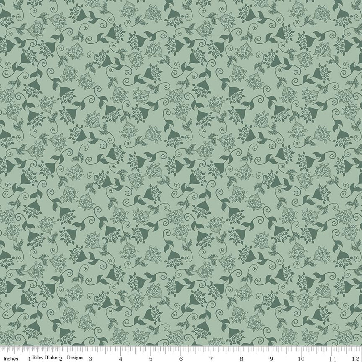 Where The Wild Flowers Are Whimsy Sage Cotton 43"/44" Fabric Per Yard