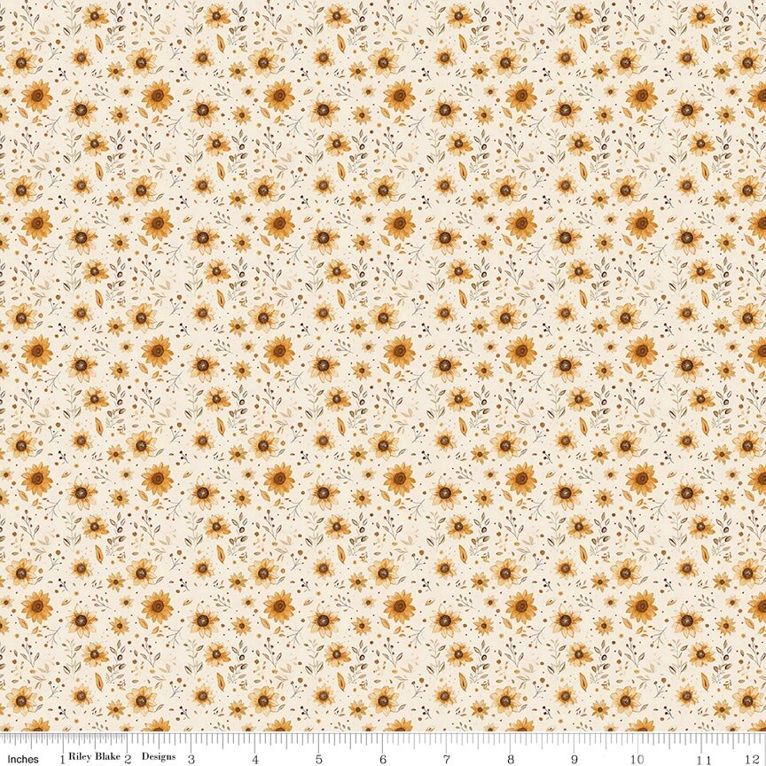 Harvest on the Prairie Sun Floral Cream Cotton 43"/44" Fabric Per Yard