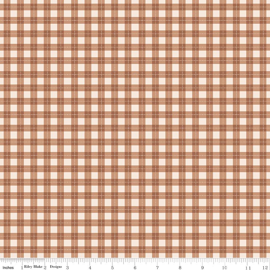Harvest on the Prairie Plaid Brown Cotton 43"/44" Fabric Per Yard