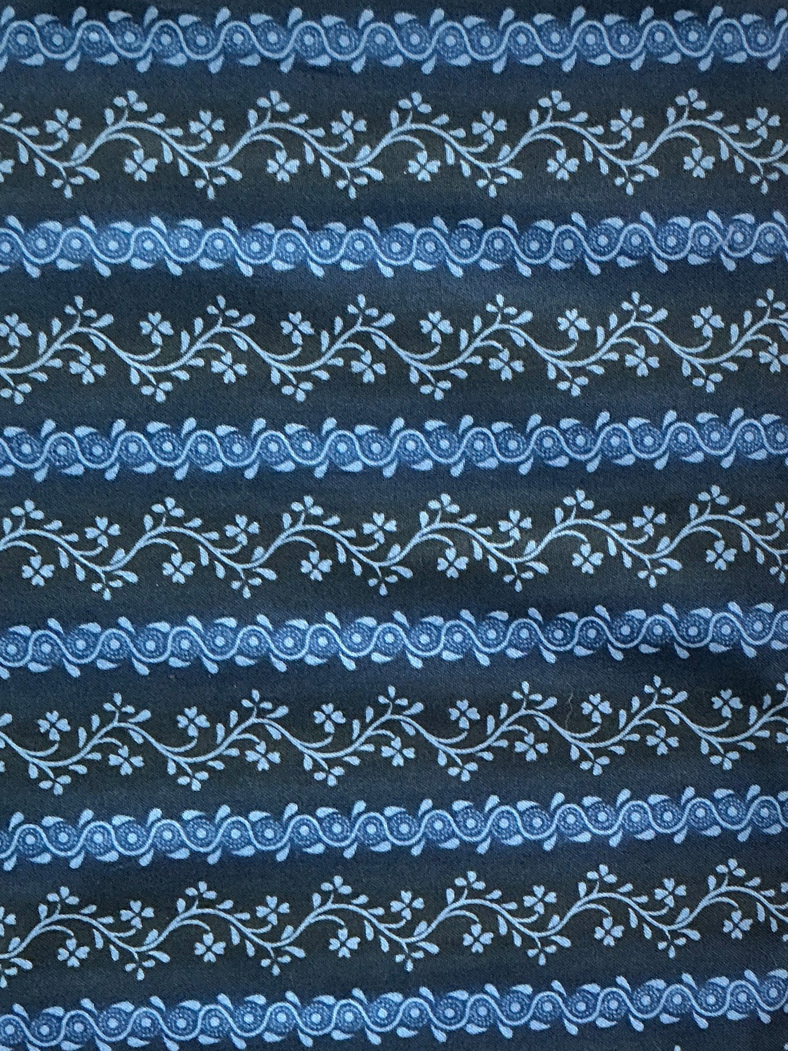 Blue Floral Stripe Marlais quilting fabric by Whistler Studios for Windham Fabrics