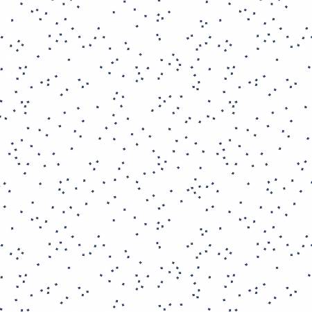 Riley Blake Blossoms on White quilting fabric in Navy