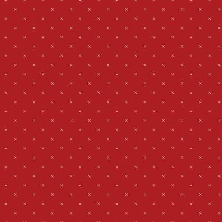 Riley Blake Bee Cross Stitch quilting cotton fabric in Barnred