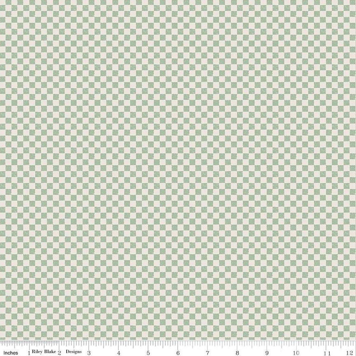 Check Please! 1/4" Check on Ivory Sage 43"/44" Fabric Per Yard