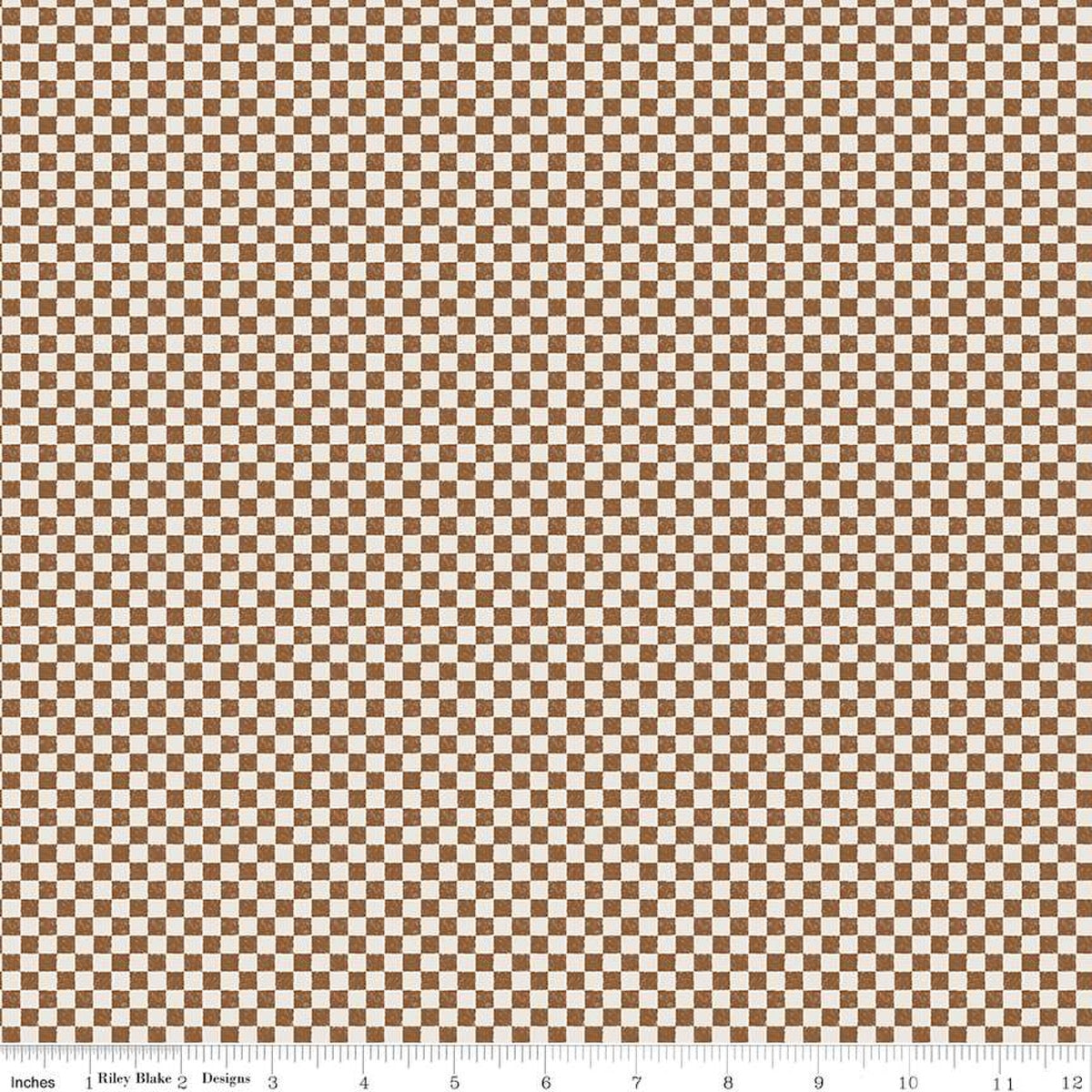 Check Please! 1/4" Check on Ivory Teddy Bear 43"/44" Fabric Per Yard