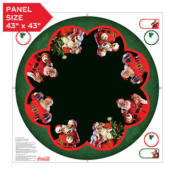 Coca-Cola Christmas Santa Tree Skirt 43" x 43" Cotton Panel