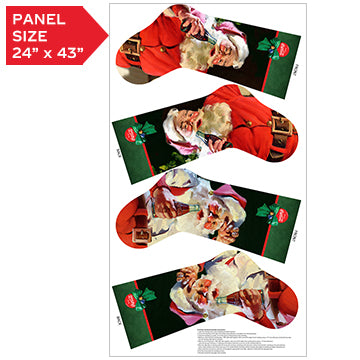 Coca-Cola Christmas Santa Stocking 24" x 43" Cotton Panel