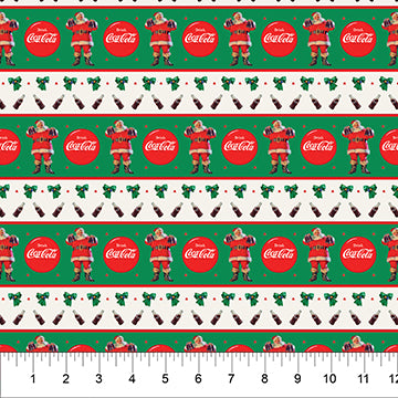 Coca-Cola Christmas Large Stripe 43"/44" Cotton Fabric Per Yard