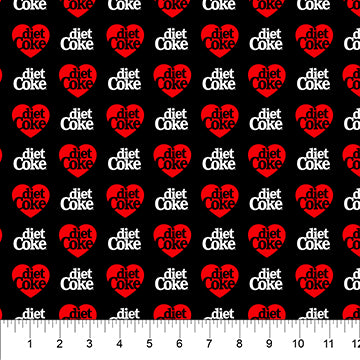 Diet Coke Black 44"/45" Fabric Per Yard