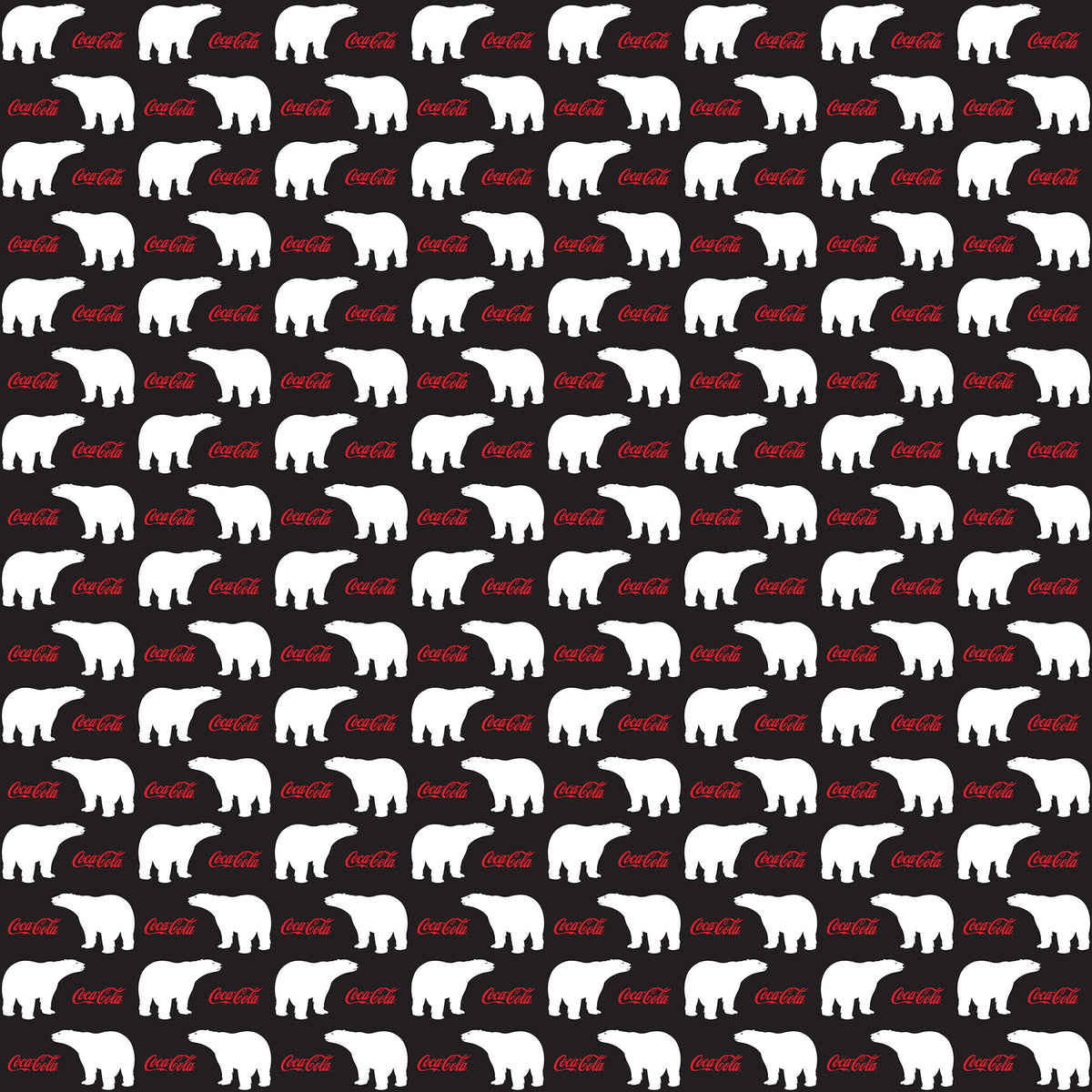 Coca-Cola Polar Winter Stacked Bear Black Cotton 45" Fabric Per Yard