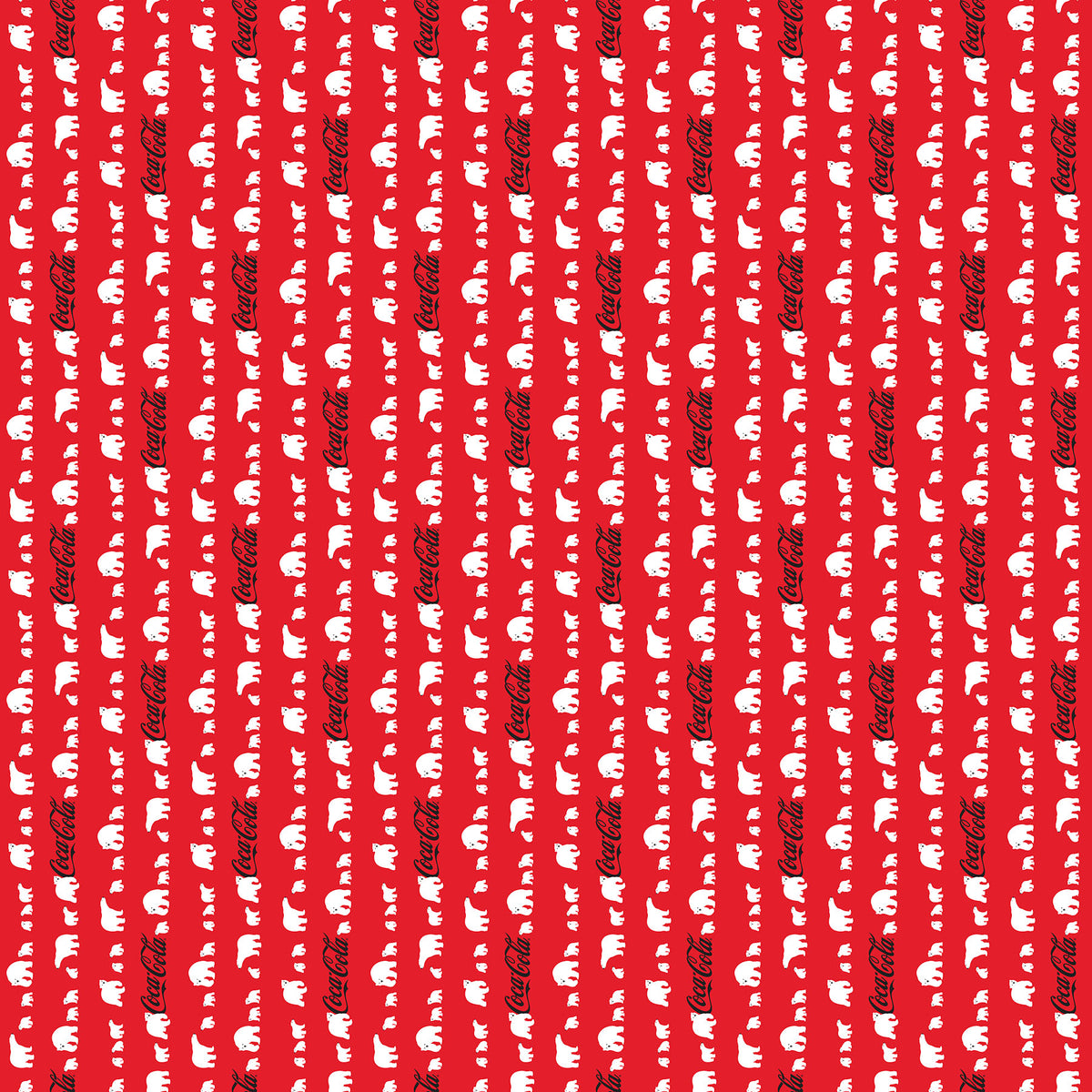Coca-Cola Polar Winter Bear Horizon Red Cotton 45" Fabric Per Yard
