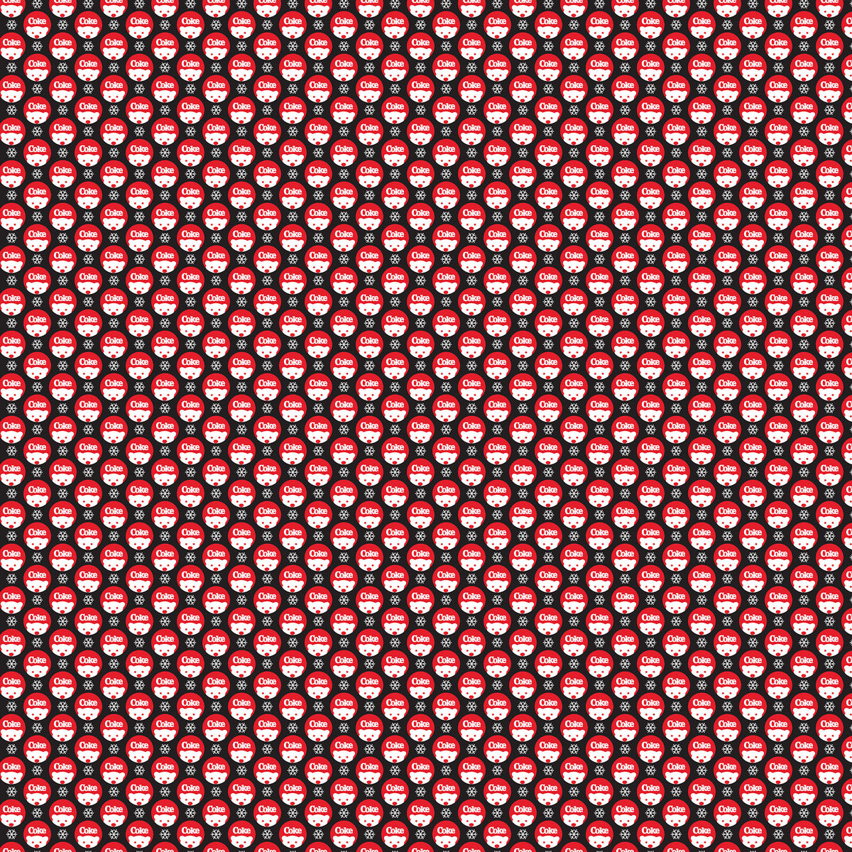 Coca-Cola Polar Winter Coke Dot Black Cotton 45" Fabric Per Yard