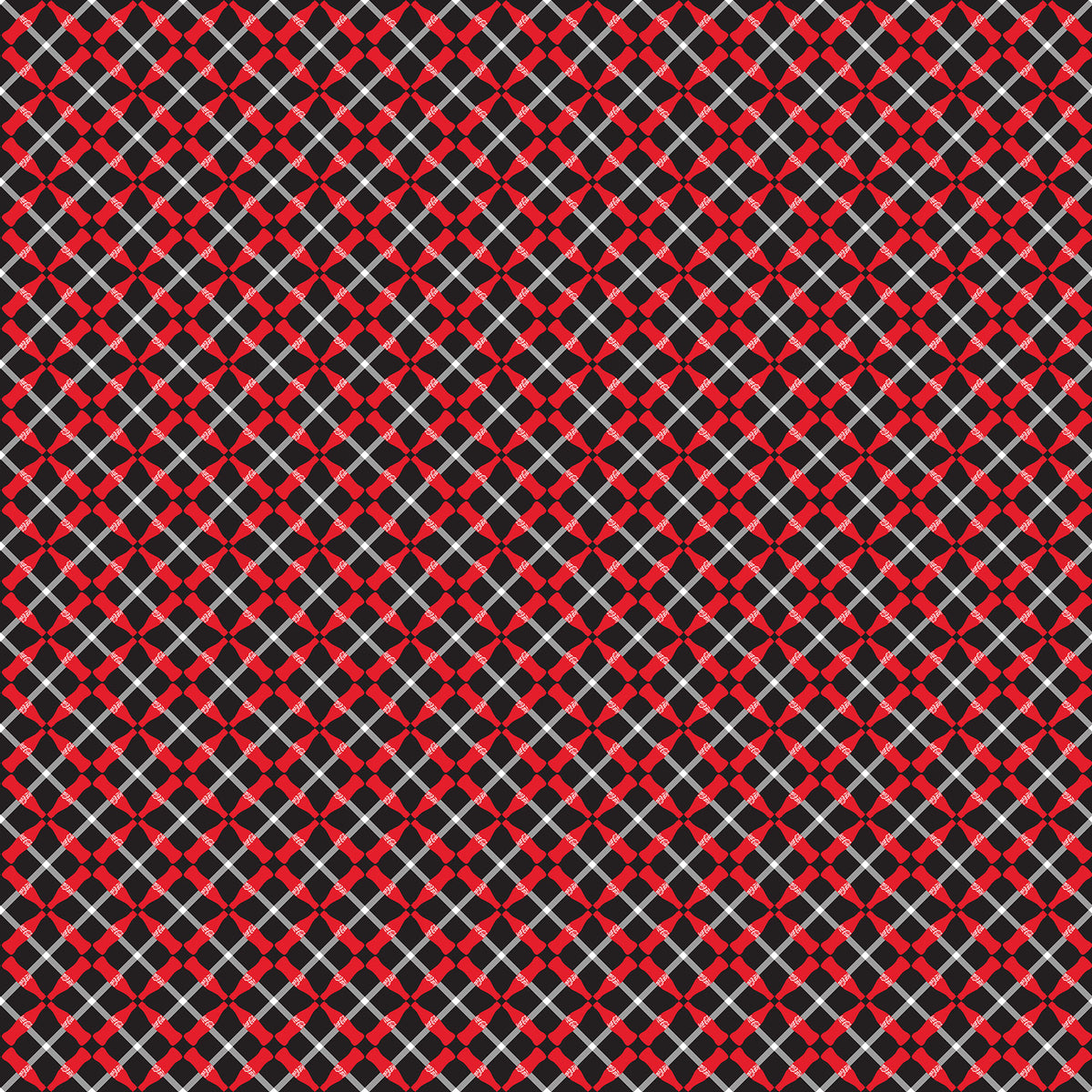 Coca-Cola Polar Winter Plaid Black Cotton 45" Fabric Per Yard