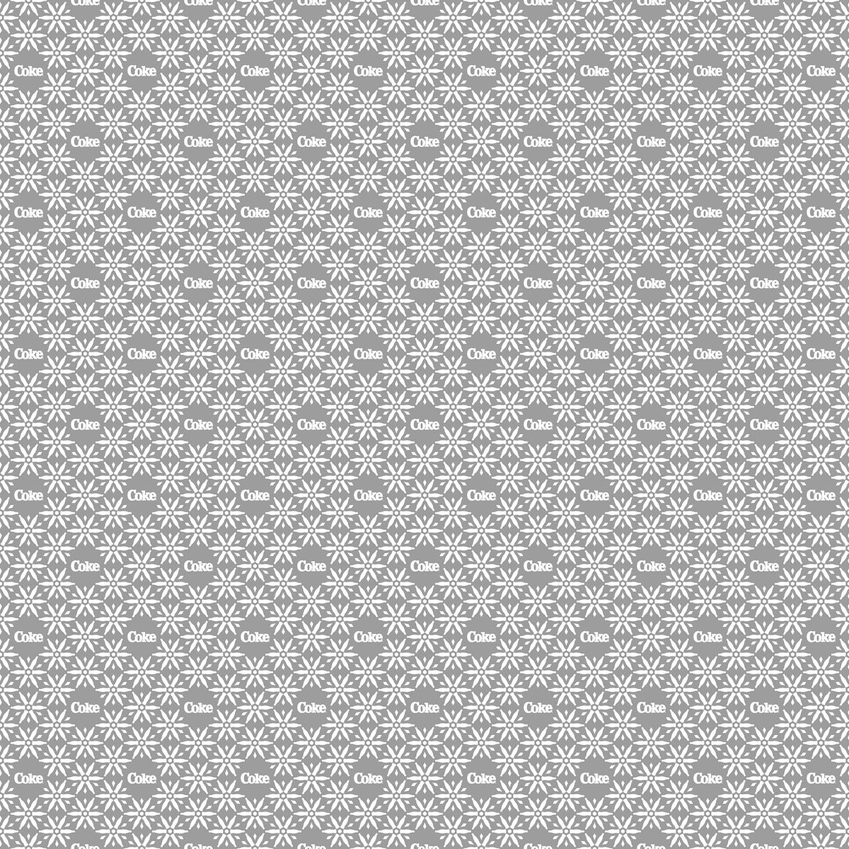 Coca-Cola Polar Winter Snowflake Gray Cotton 45" Fabric Per Yard