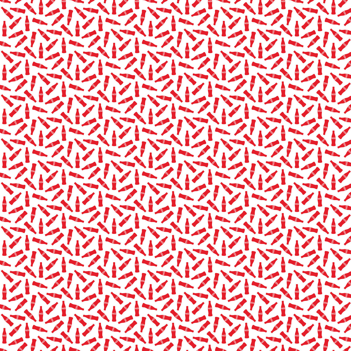Coca-Cola Polar Winter Bottles White Cotton 45" Fabric Per Yard