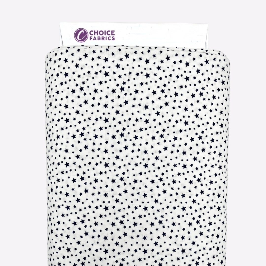 Patriotic Stars 108" Supreme Backings - Navy Stars on White Wideback Fabric Per Yard