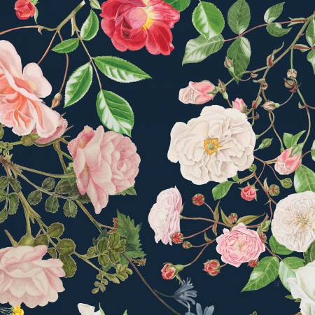 Riley Blake Floral Gardens main quilting cotton fabric in Midnight