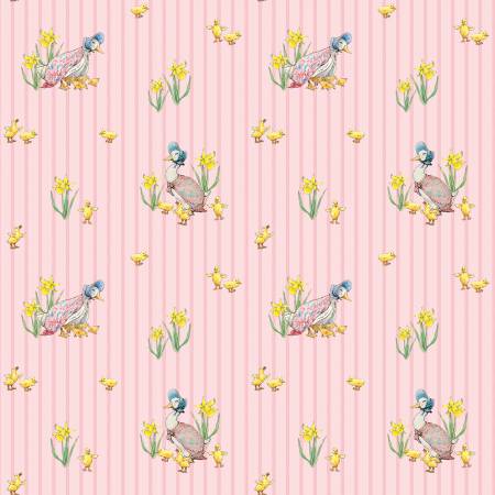 Riley Blake Peter Rabbit & Friends Duck Stripe quilting cotton in Pink
