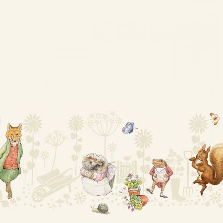 Riley Blake Peter Rabbit & Friends Border Print quilting cotton in Cloud