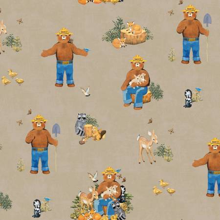 Riley Blake Friends of Smokey Bear Main quilting cotton in Sand