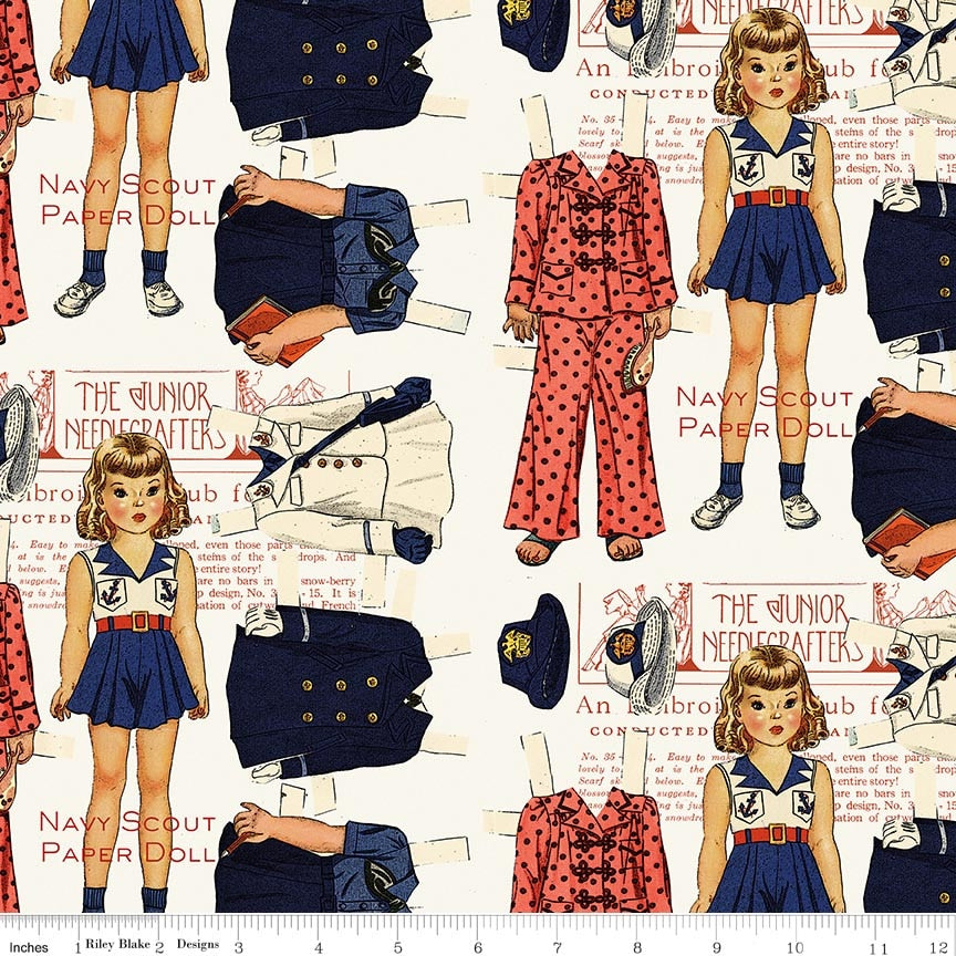 RB Navy Scout Paper Doll Off White - Sew America