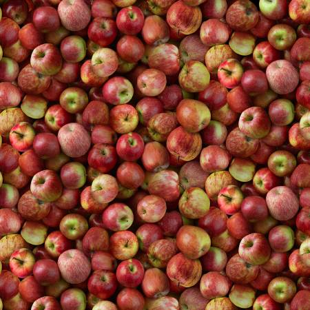 Timeless Treasures Packed Evercrisp Apples Red quilting fabric — packed red apples print