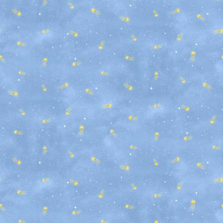 Timeless Treasures Owl Always Love You Shooting Stars quilting fabric in Sky