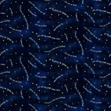 Timeless Treasures Owl Always Love You Words quilting fabric in Navy