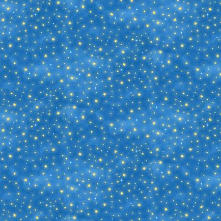 Timeless Treasures Owl Always Love You Stars quilting fabric in Blue