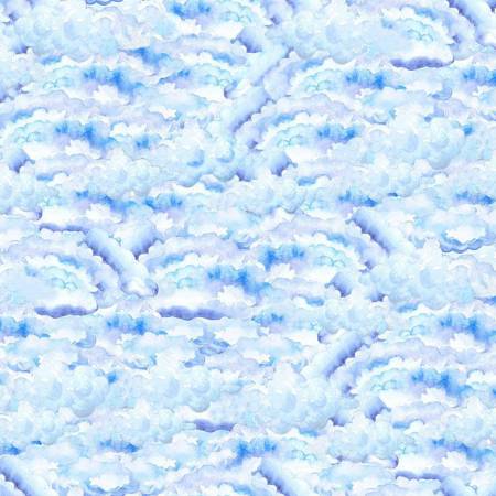 Timeless Treasures Owl Always Love You Clouds quilting fabric in Sky
