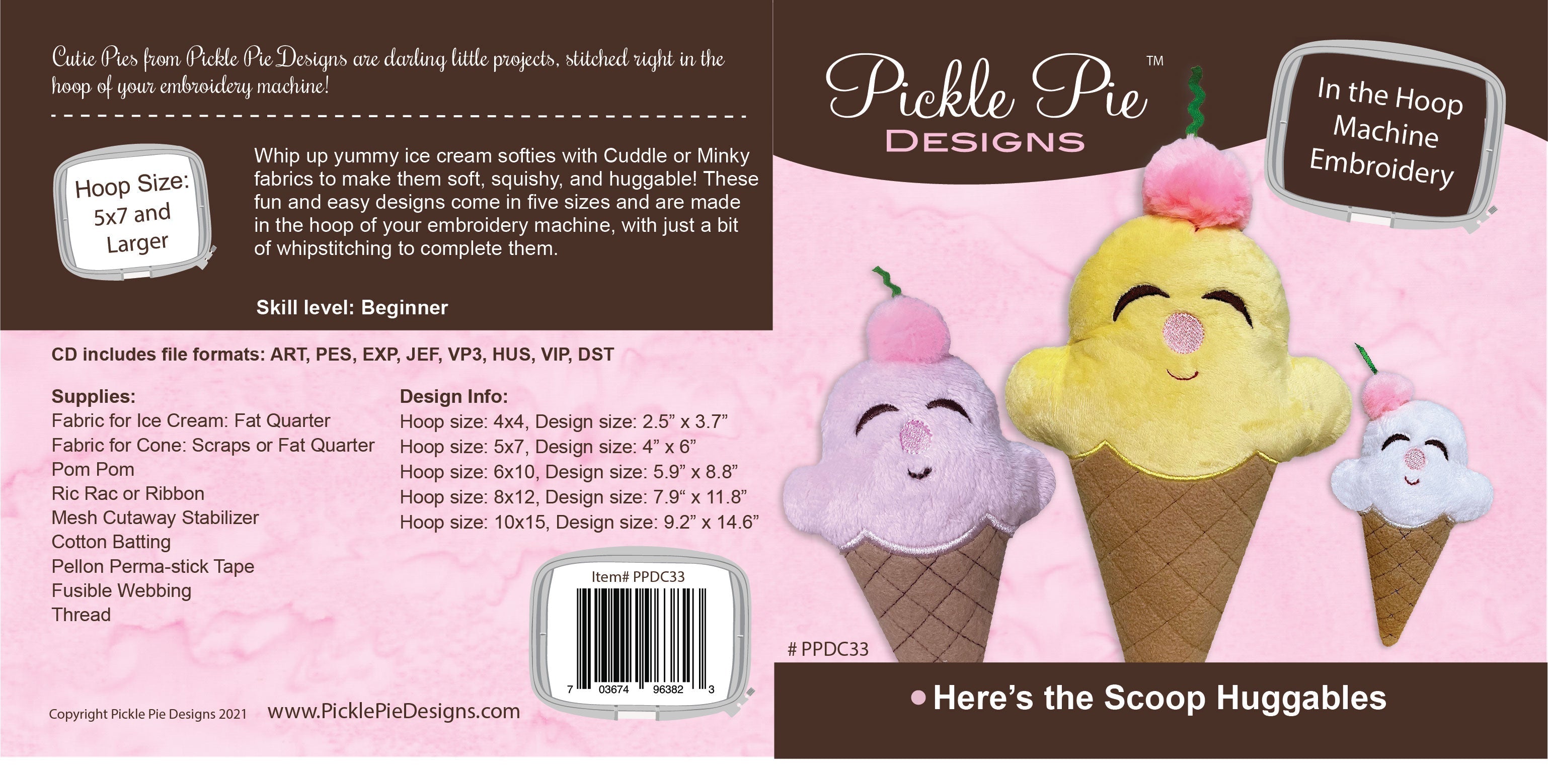 Here's the Scoop Huggables In the Hoop Embroidery Design Collection