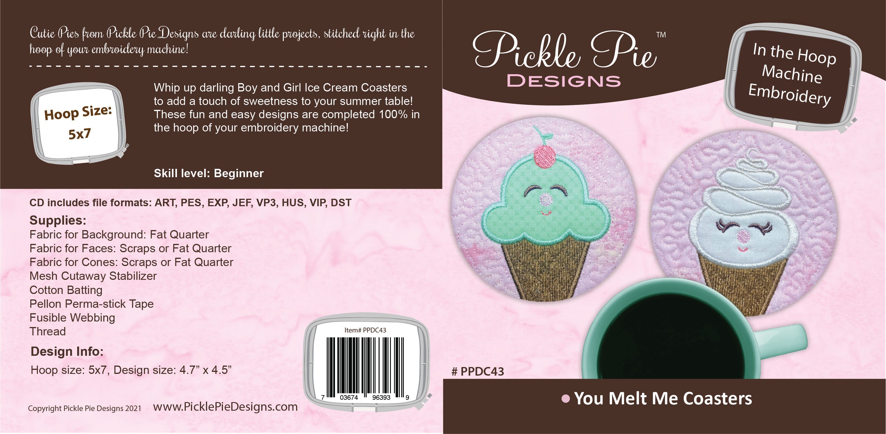 You Melt Me Coasters In the Hoop Embroidery Design Collection