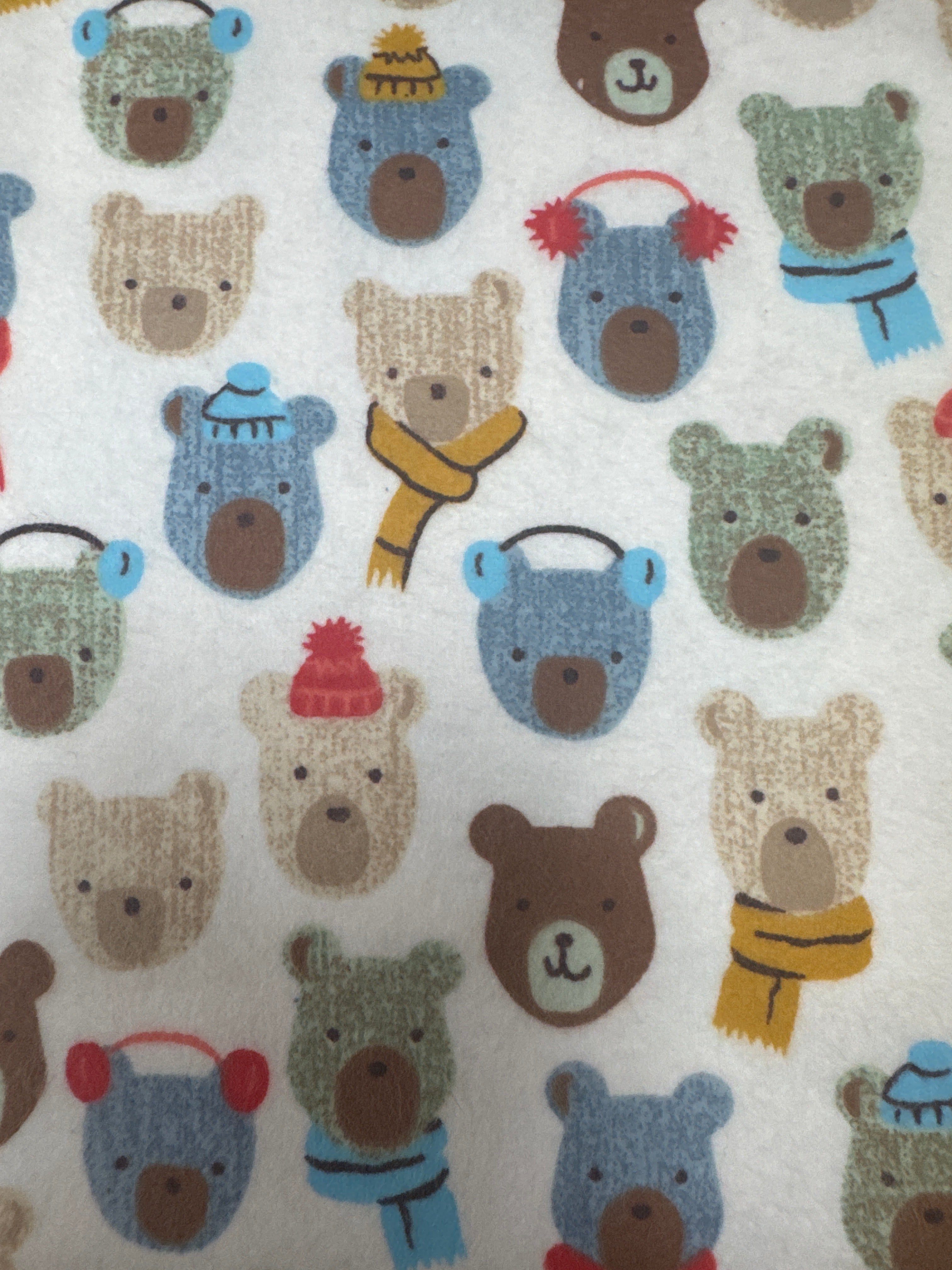Windham Cubby Bear White Bear flannel fabric