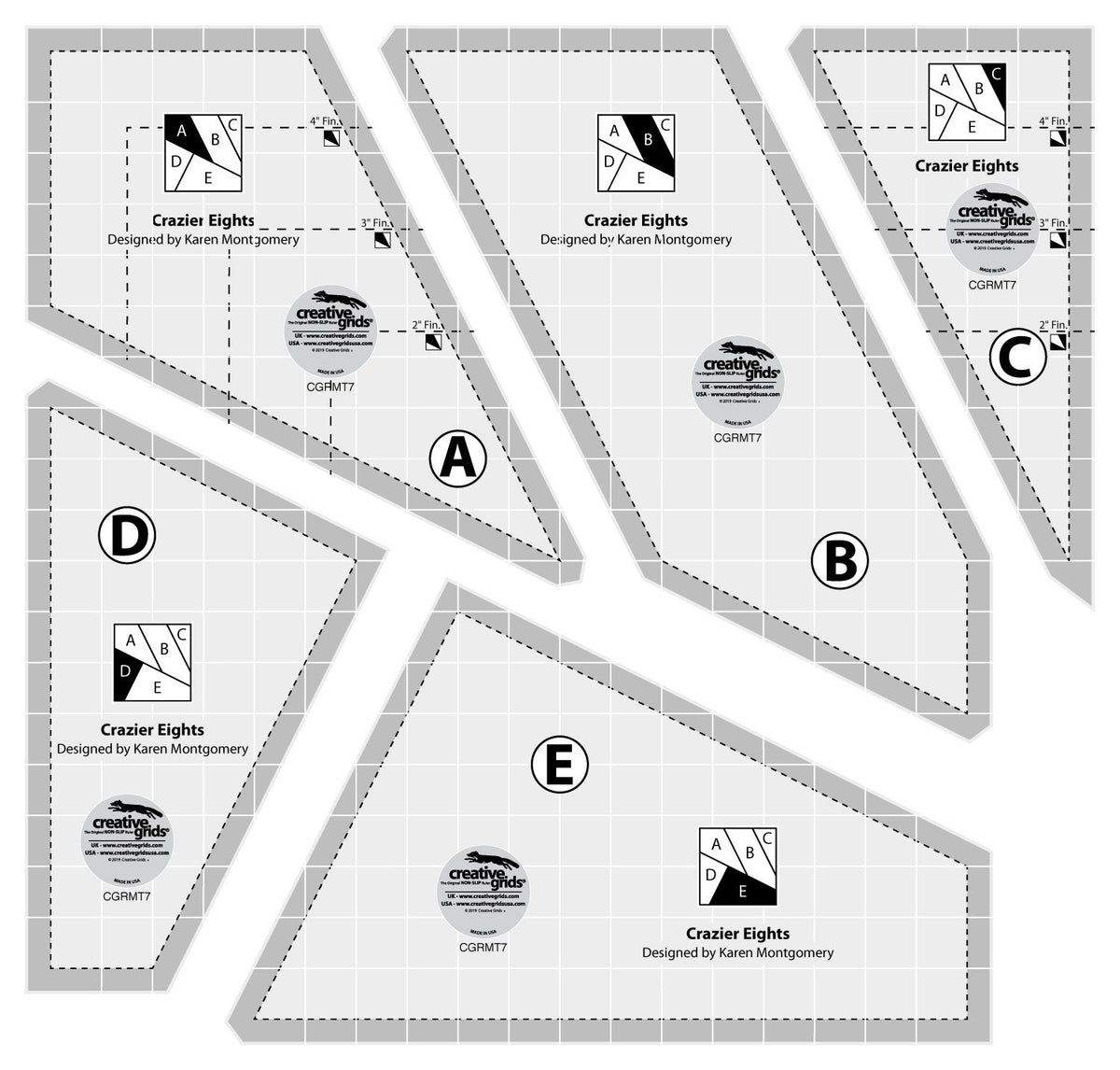 Creative Grids Crazier Eights Templates Quilt Ruler