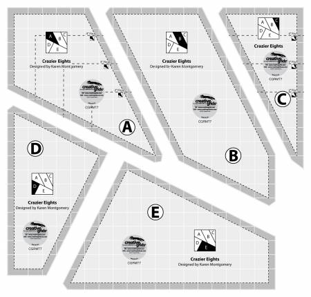 Creative Grids Crazier Eights Templates quilt ruler set for cutting Crazier Eights quilt designs
