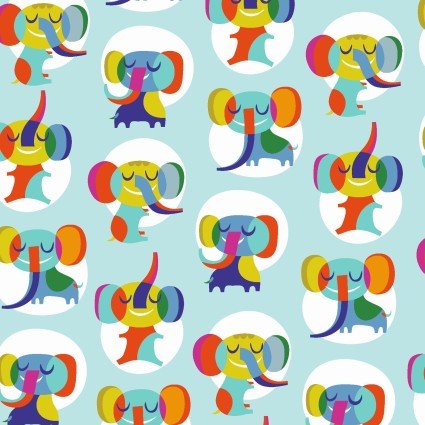 Clothworks Sleepy Time Elephants quilting fabric — gentle elephant print