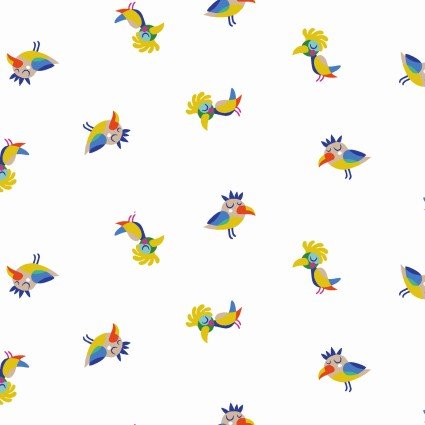Clothworks Sleepy Time Birds quilting fabric — gentle bird print