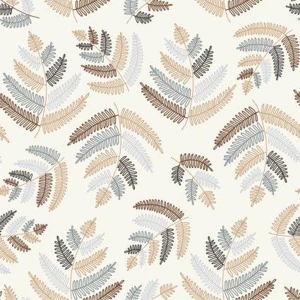 Clothworks Forest Ferns Light Cream quilting fabric — fern print on light cream