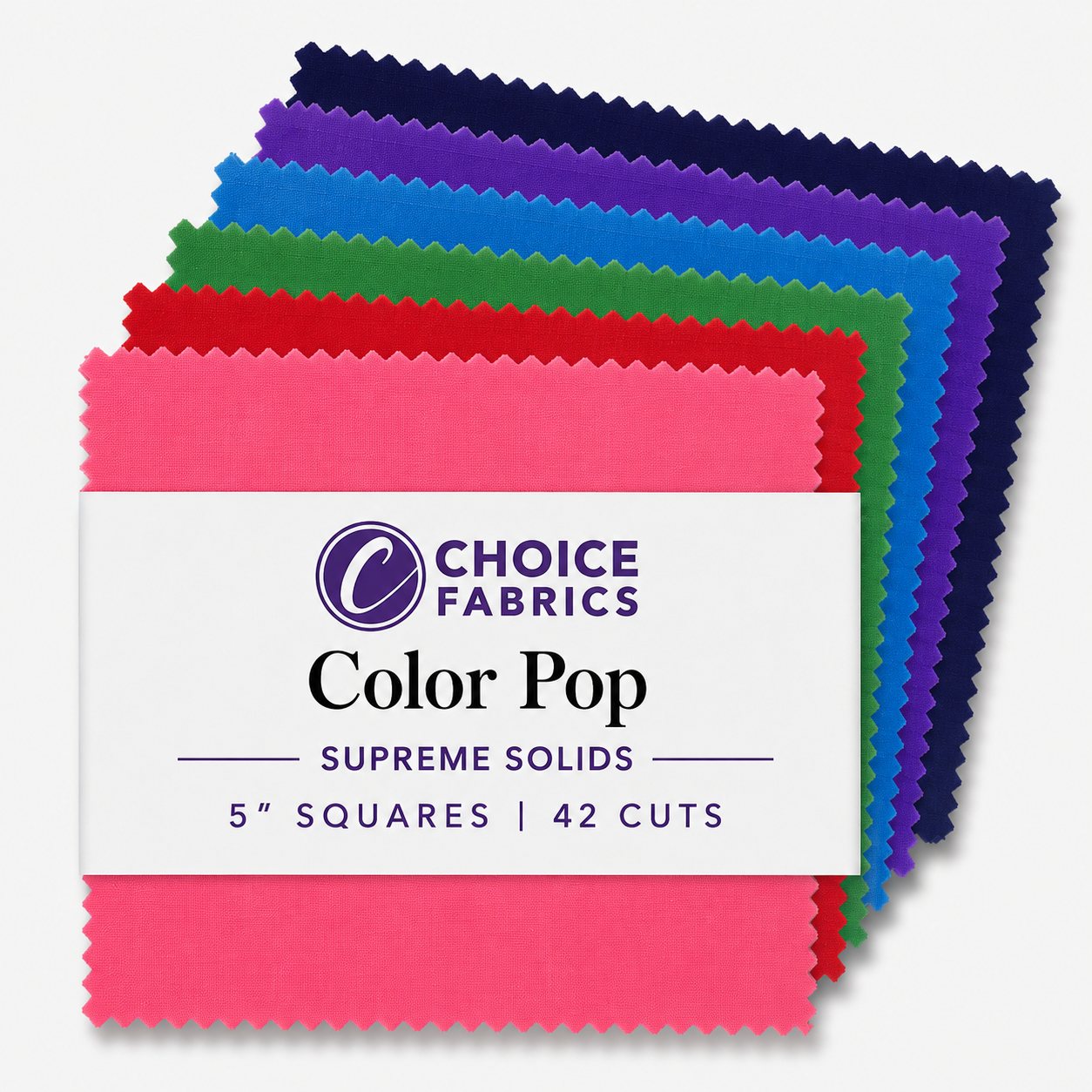 Choice Fabrics Supreme Solids Color Pop 5 inch charm pack 42 bright squares