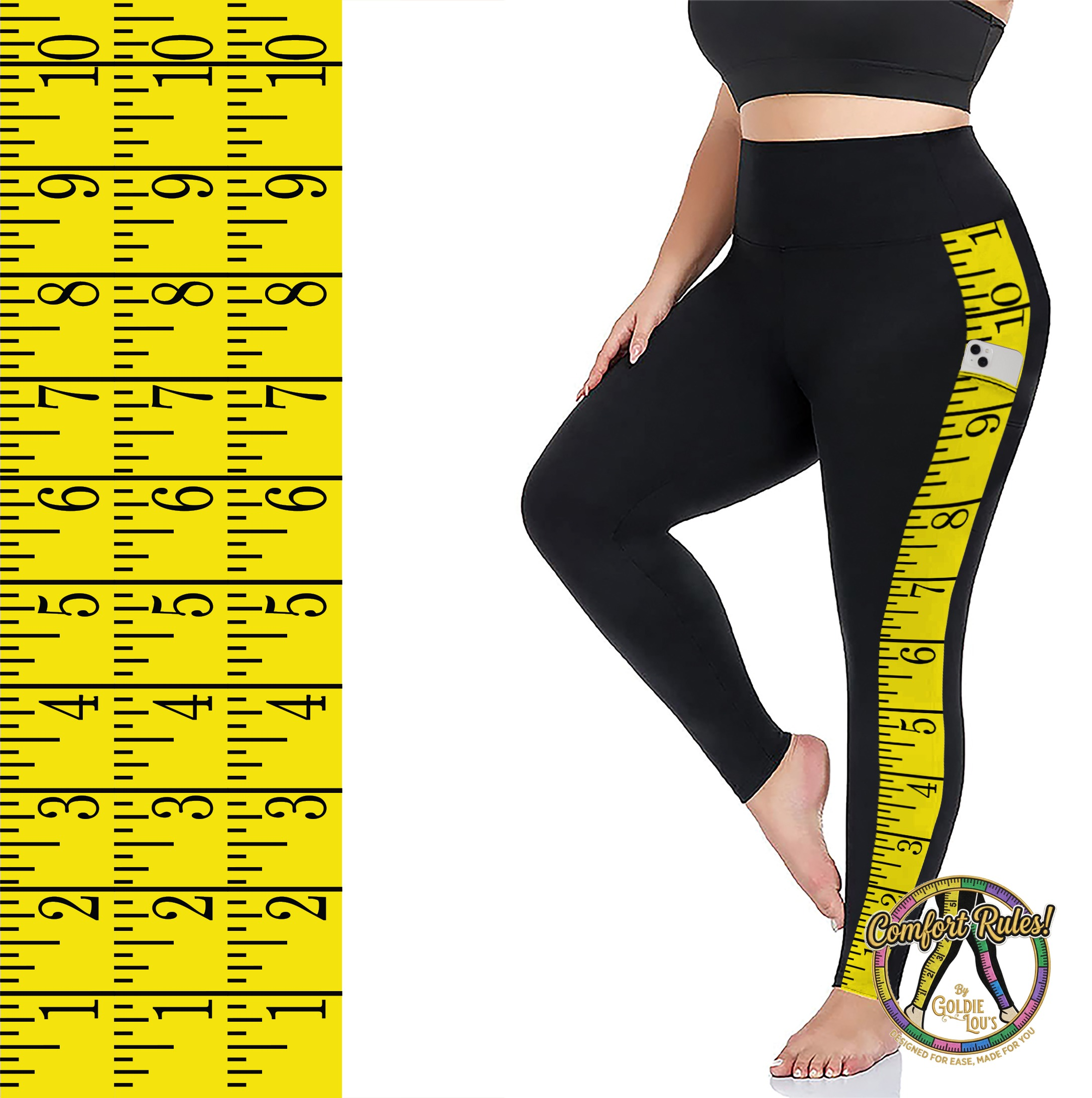 Yellow Tape Measure Sewing Leggings