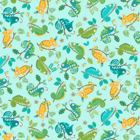 Michael Miller Chameleon World Aqua quilting fabric