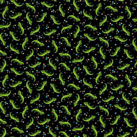 Michael Miller Dancing Lizards Black quilting fabric