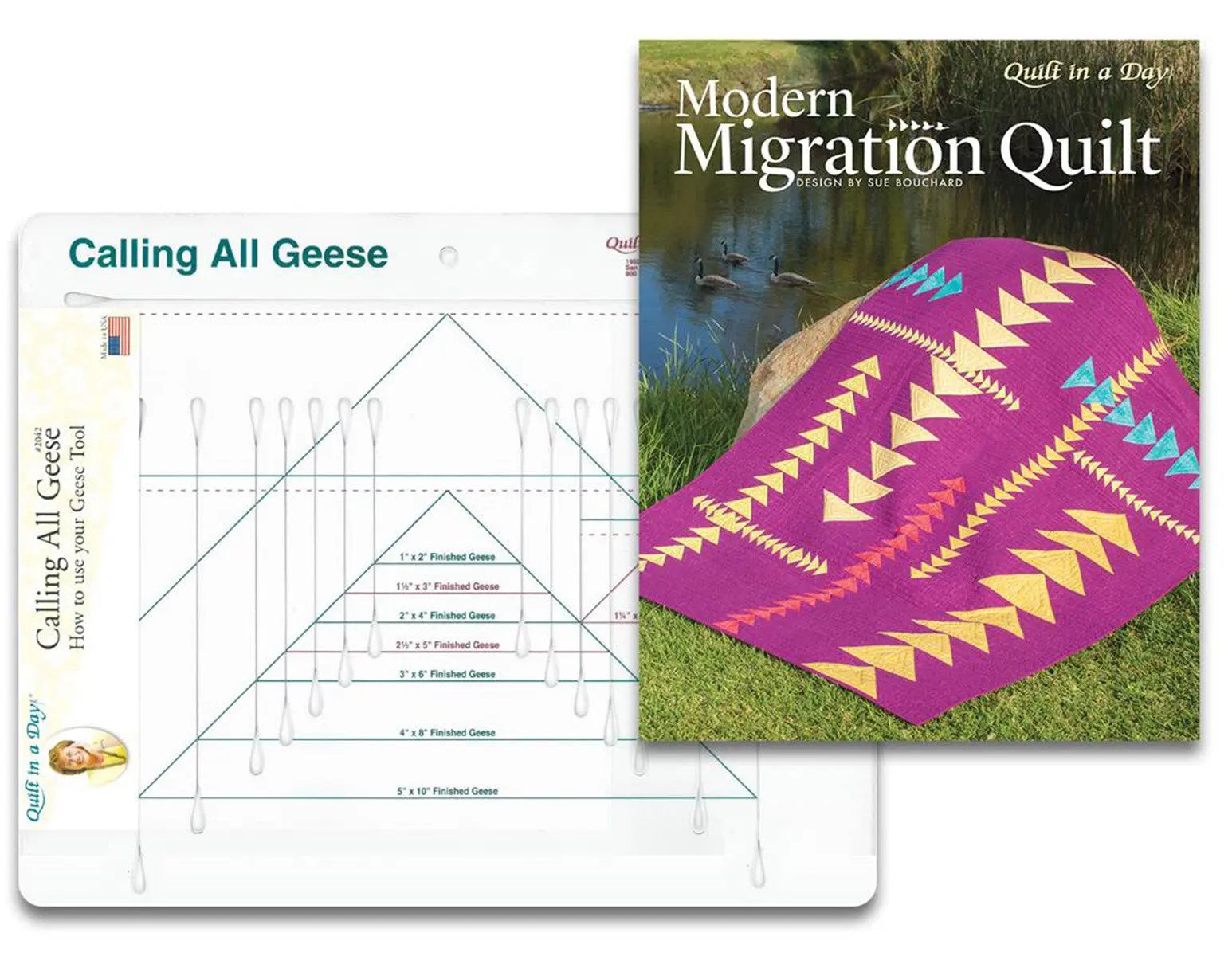 Calling All Geese Ruler with Modern Migration Quilt Book 1088QD - Linda's Electric Quilters