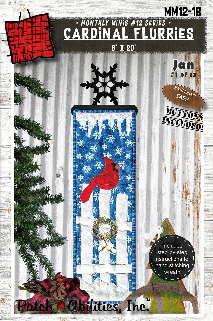 Cardinal Flurries with buttons - Linda's Electric Quilters