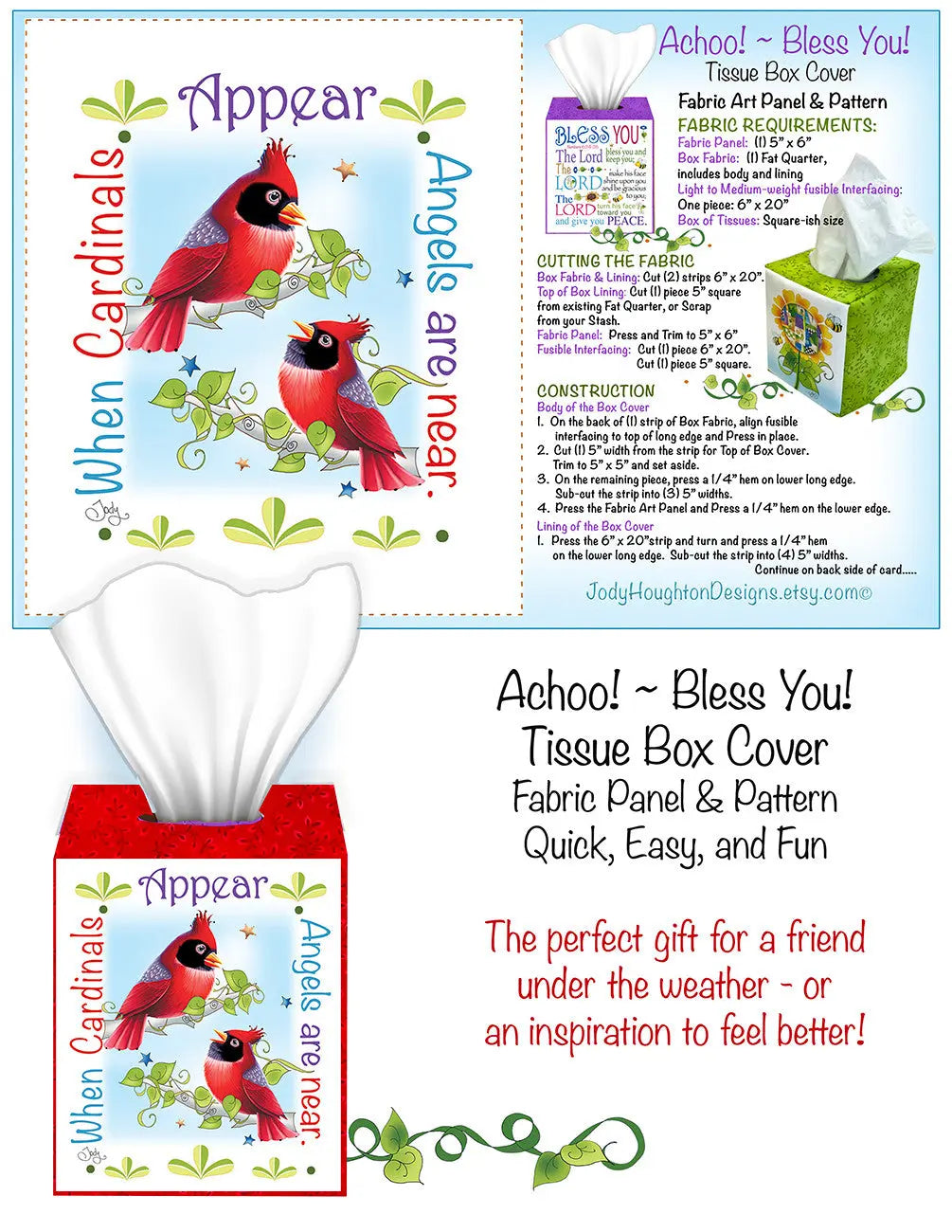 Cardinals Tissue Box Panel and Pattern Checker Distributor