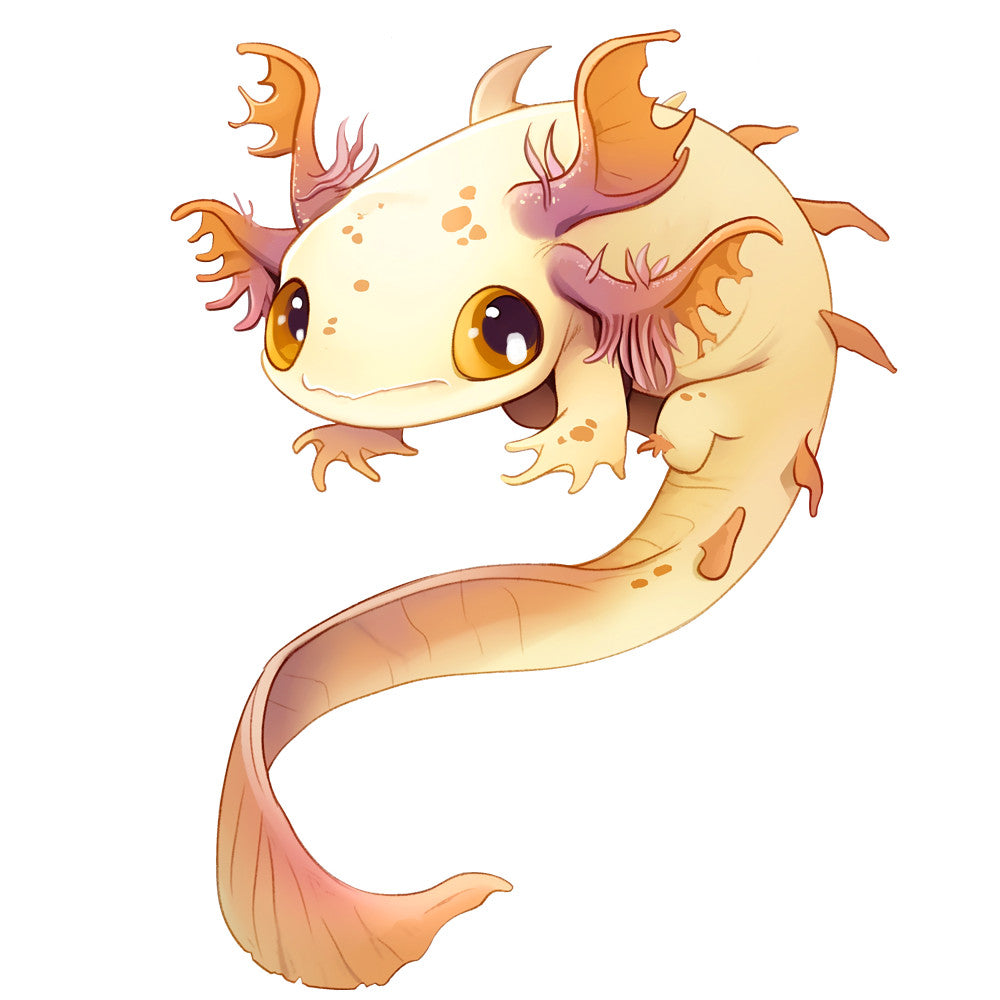 Cartoon Axolotl Fabric Panel 6 QuiltingFabricPanels