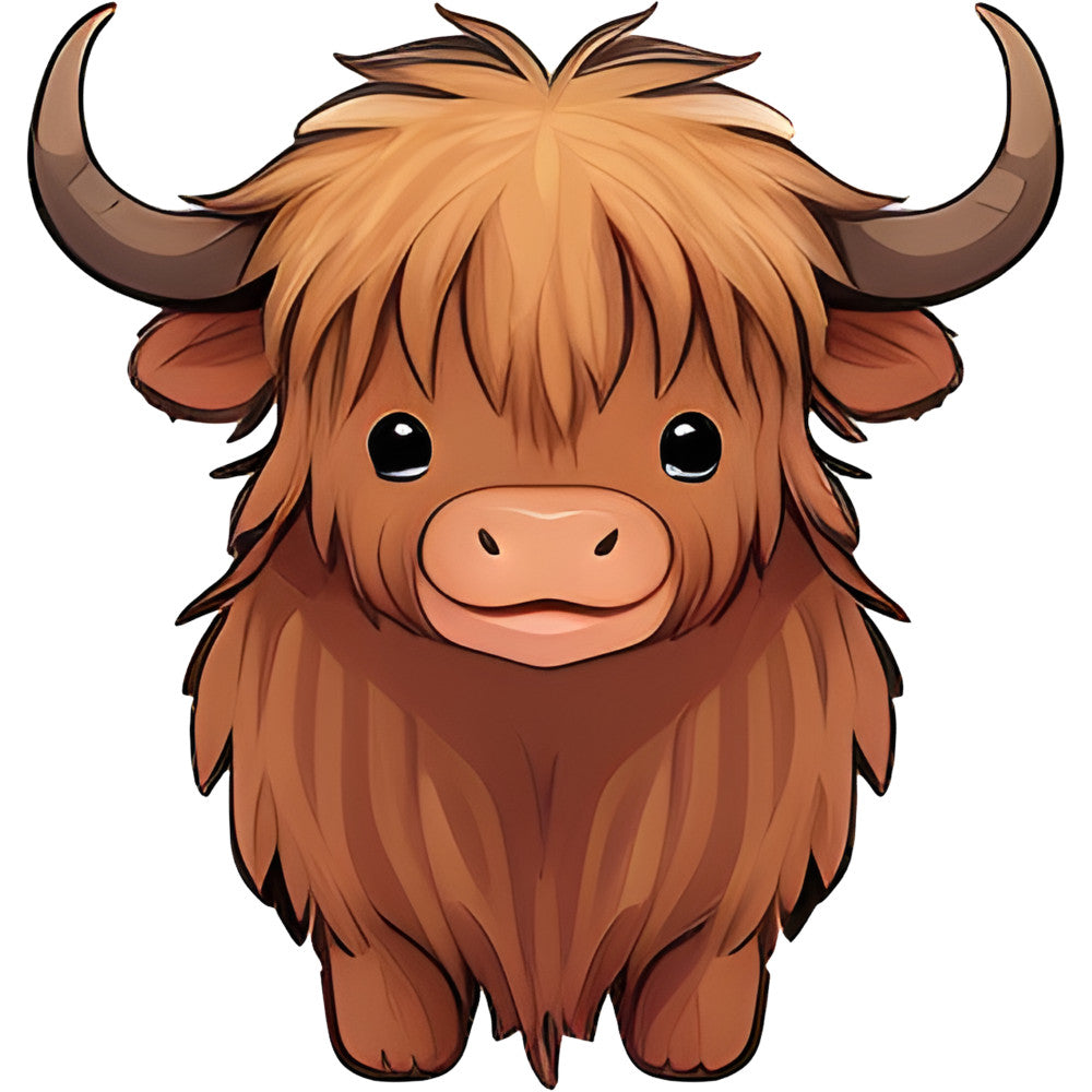 Cartoon Highland Cows Fabric Panel 1