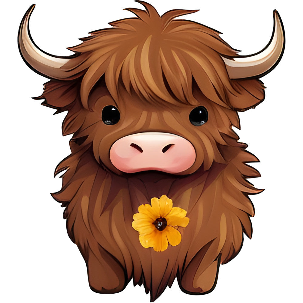 Cartoon Highland Cows Fabric Panel 13