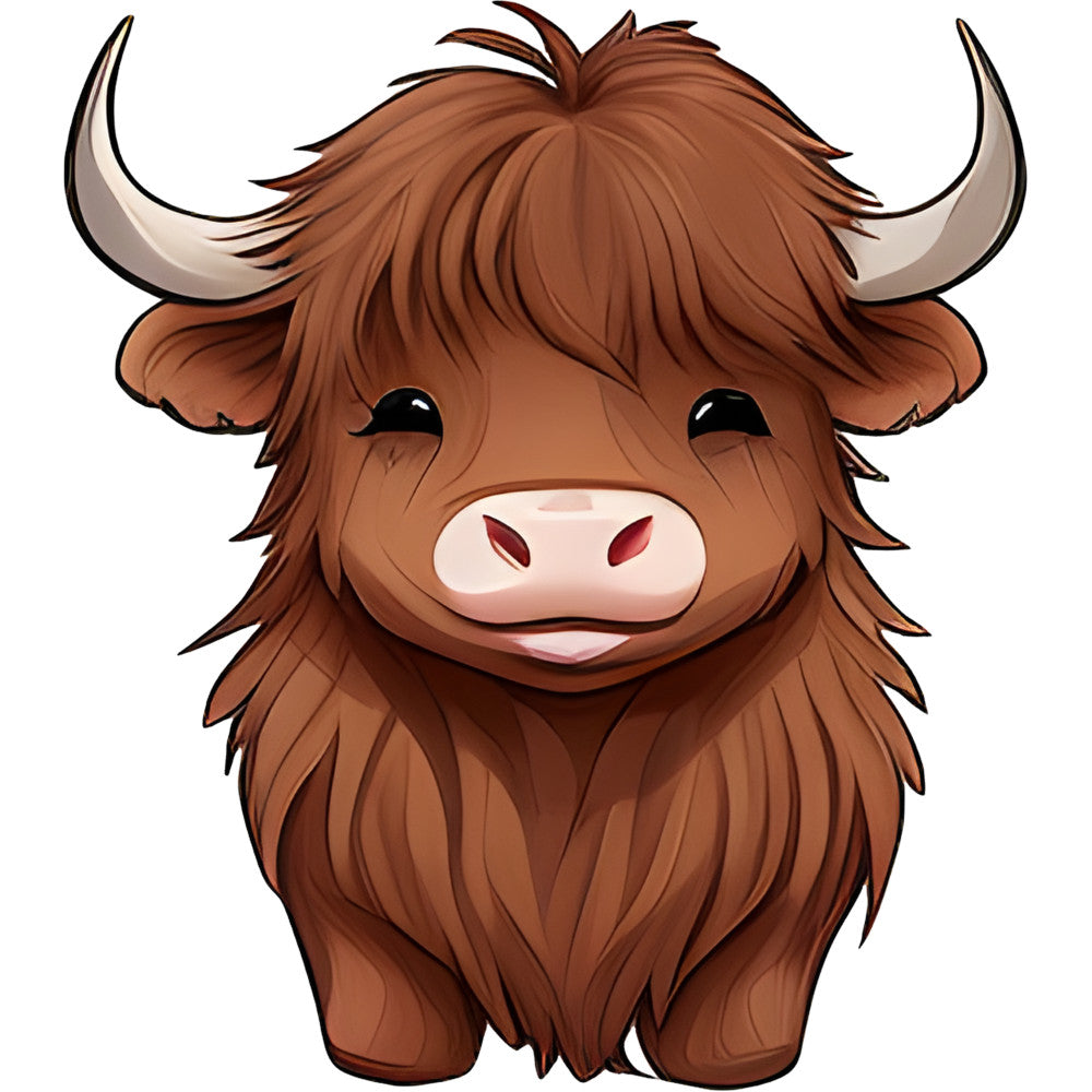 Cartoon Highland Cows Fabric Panel 15