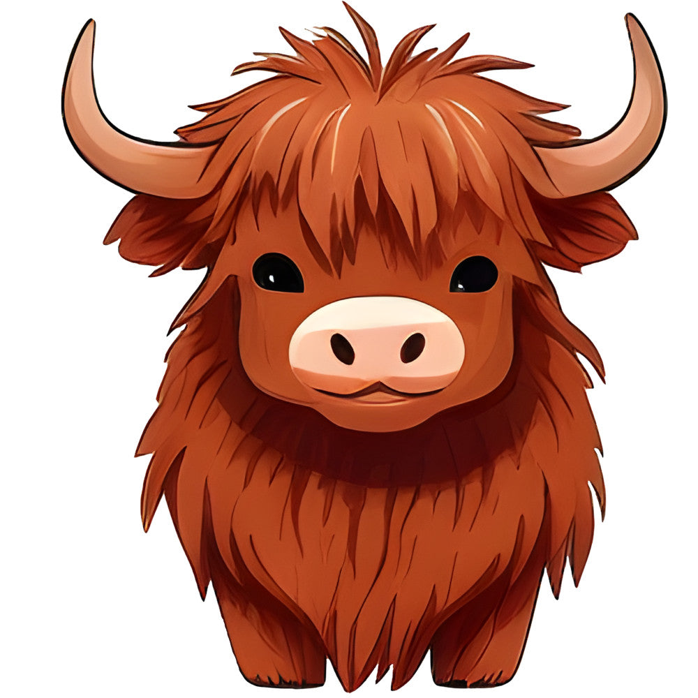 Cartoon Highland Cows Fabric Panel 16